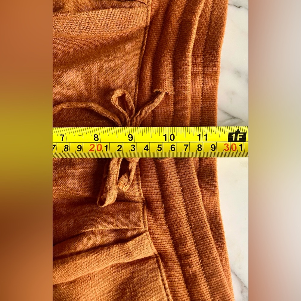 EUC ROXY Lightweight Linen Blend Drawstring Waist Joggers Size L Rust Orange - Picture 6 of 10